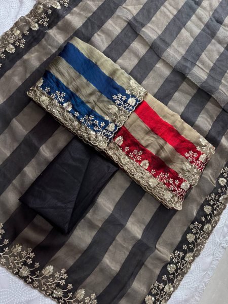 Adaptable Blue Salsa Silk Saree with Embroidery Work and Cutwork Border at Wholesale Rate Silk Sarees Wholesale