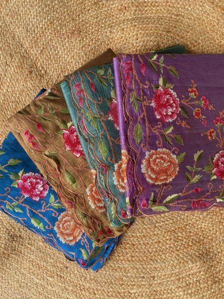 Adaptable Brown Boutique Style Matka Silk Saree with Floral Embroidery Design Embroidery Sarees Wholesale