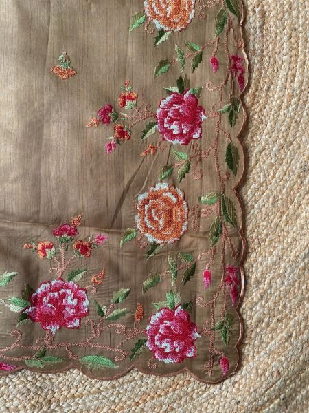 Adaptable Brown Boutique Style Matka Silk Saree with Floral Embroidery Design Embroidery Sarees Wholesale