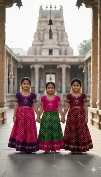 Adaptable Green Banarasi Silk Kids Lehenga Choli with Intricate Zari Weaving  Girls Wear