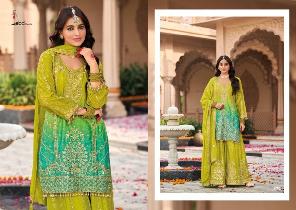 Adaptable Lime Green Heavy Chinon Embroidered Suit with Palazzo Set Designer Plazzo Salwar Suits Wholesale