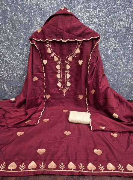 Adaptable Maroon Party Wear Parampara Silk Suit Set with Multi Work Dupatta Color Set Matching Dress Material Wholesale