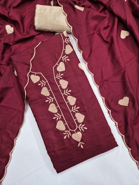 Adaptable Maroon Party Wear Parampara Silk Suit Set with Multi Work Dupatta Color Set Matching Dress Material Wholesale