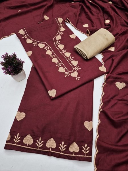 Adaptable Maroon Party Wear Parampara Silk Suit Set with Multi Work Dupatta Color Set Matching Dress Material Wholesale
