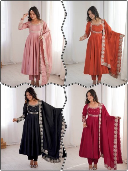 Adaptable Maroon Ready to Wear Roman Silk Gown with Pant and Dupatta at Factory Price Ready To Wear Collection