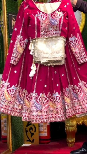 Adaptable Rani Pink Fancy Sequence Embroidery Lehenga with Canvas Patta Bridal Lehenga Choli