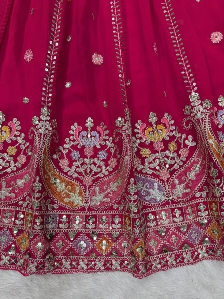 Adaptable Rani Pink Fancy Sequence Embroidery Lehenga with Canvas Patta Bridal Lehenga Choli