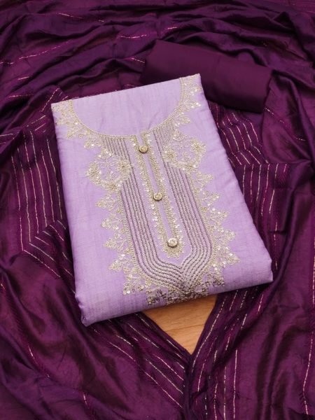 Adorable Heavy rayon Lavender Color Dress Material with A Durable Heavy Cotton Bottom And Dupatta  Color Set Matching Dress Material Wholesale