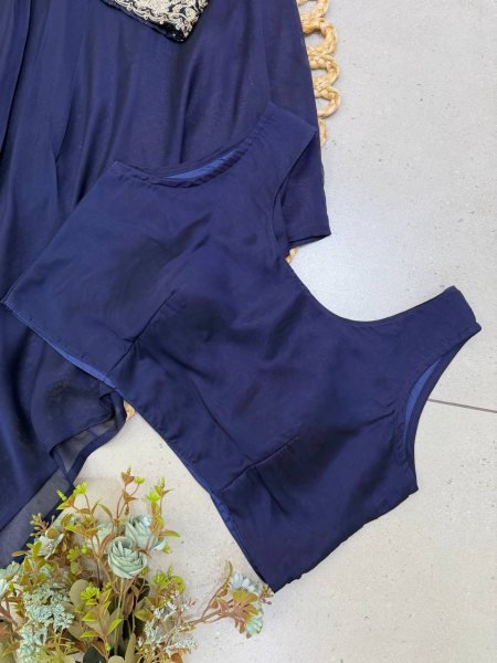 Advanced Blue Party Wear Rangoli Indo Western Lehenga Skirt and Shrug Set  Ready To Wear Collection