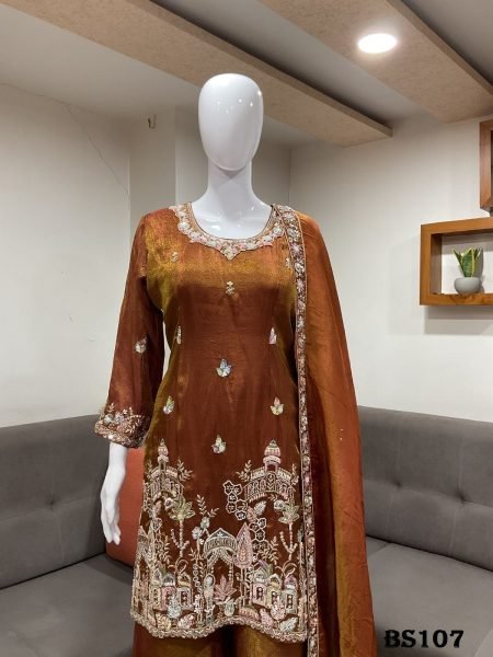 Advanced Brown Boutique Quality Readymade Salwar Suit for Wedding and Festive Wear Designer Plazzo Salwar Suits Wholesale