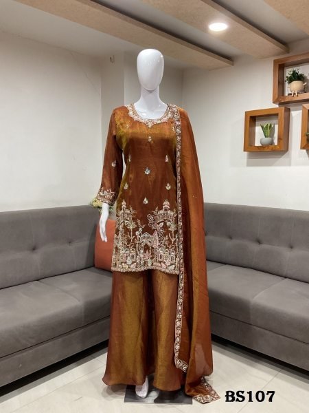 Advanced Brown Boutique Quality Readymade Salwar Suit for Wedding and Festive Wear Designer Plazzo Salwar Suits Wholesale