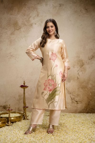 Advanced Cream Soft Aasam Suit Set with Printed Dupatta for Women  Straight Cut Long Kurtis