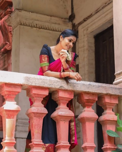 Advanced Pink Black Kanchi Cotton Lehenga Choli with Plain Georgette Lace Border Dupatta Half Saree Lehenga