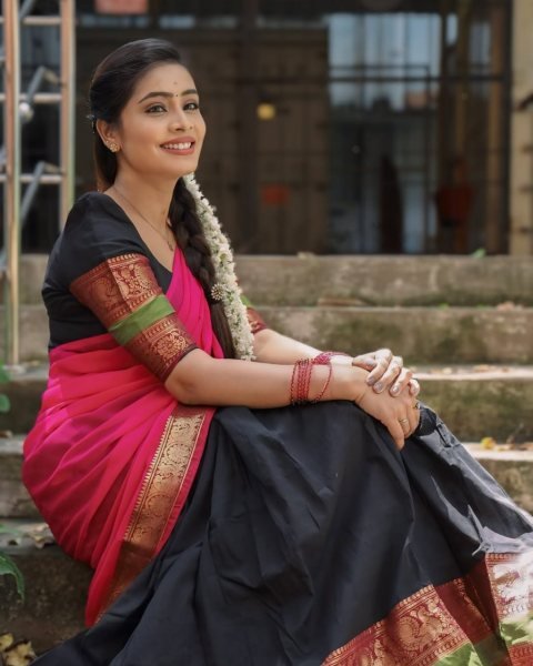 Advanced Pink Black Kanchi Cotton Lehenga Choli with Plain Georgette Lace Border Dupatta Half Saree Lehenga