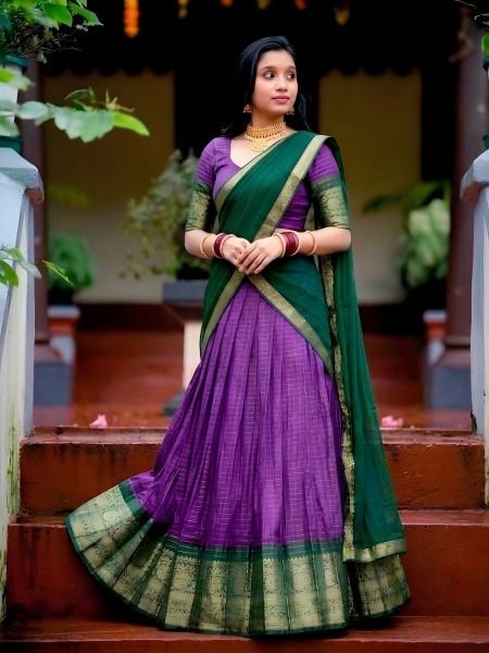 Advanced Purple Dola Chex Lehenga with Canvas Stitching and Zari Work for Festival 