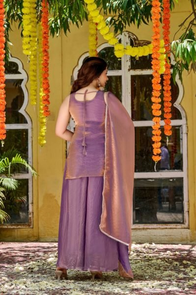 Advanced Purple Festival Wear Fendy Satin Embroidered Suit Set with Premium Satin Dupatta Embroidery Kurtis 