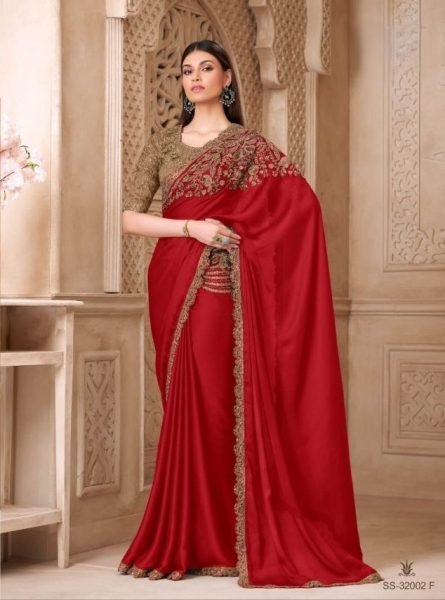 Advanced Red Premium Silk Saree Set with Tussar Blouse and Heavy Look Design Sarees 