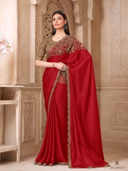 Advanced Red Premium Silk Saree Set with Tussar Blouse and Heavy Look Design Sarees 