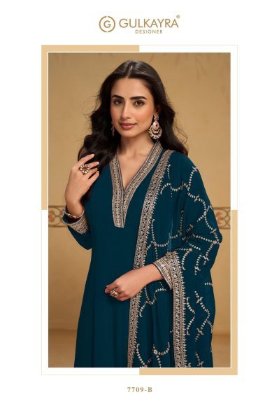 Advanced TealGreen Real Georgette Mehfil Collection with Embroidered Dupatta Anarakali Gown Wholesale