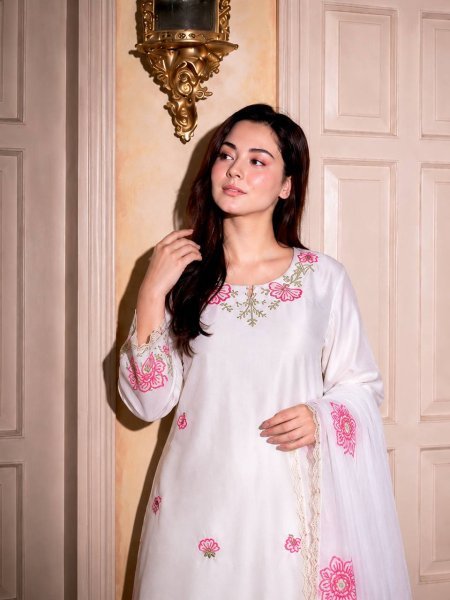 Advanced White Devsena Silk Farshi Salwar Suit with Heavy Embroidery Sequins Work Ready To Wear Collection