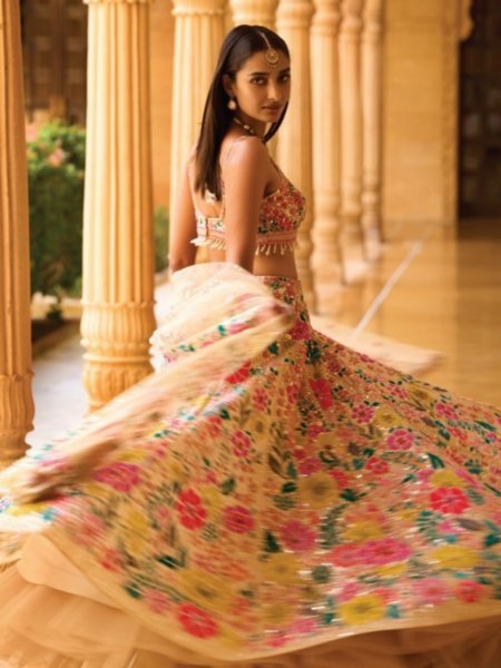 Advanced Yellow Georgette Lehenga Choli with Soft Net Dupatta at Wholesale Rate Designer Lehenga Choli