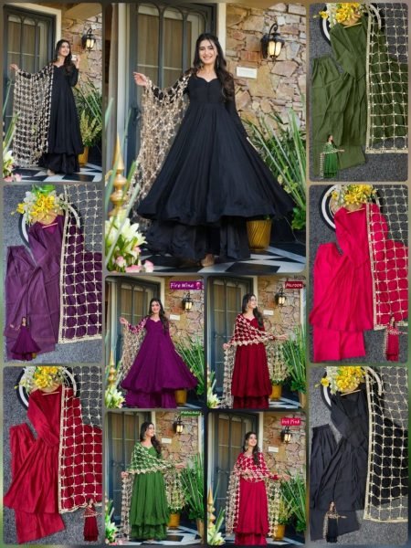 Affordable Black Anarkali Suit with Viral Mirror Work Dupatta for Festive Wear Ready To Wear Collection