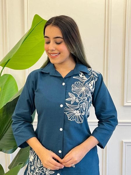 Affordable Blue Cotton Plazzo Set for Women Casual Wear CO ORD Sets