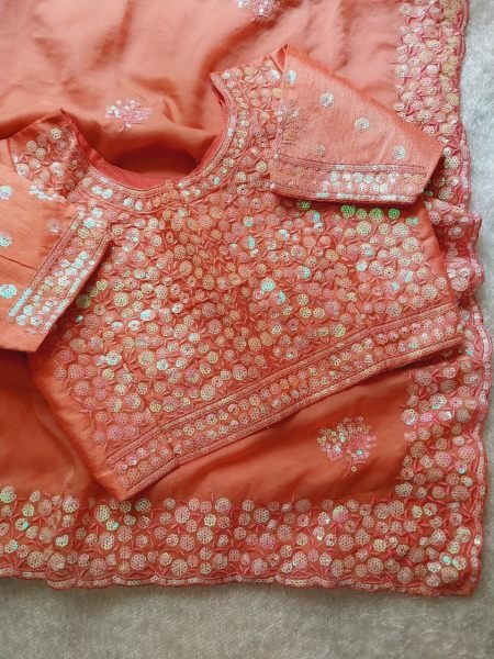 Affordable Designer Organza Saree Set with Stitched Blouse Festive Wear by Royal Export in Surat Organza Sarees Wholesale