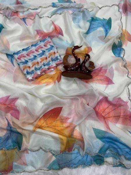 Affordable Floral Printed Tebby Silk Saree with Katdana Handwork At Wholesale Rates Silk Sarees Wholesale