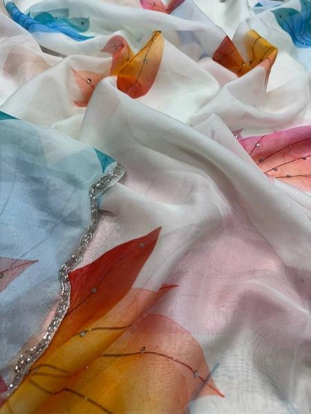 Affordable Floral Printed Tebby Silk Saree with Katdana Handwork At Wholesale Rates Silk Sarees Wholesale