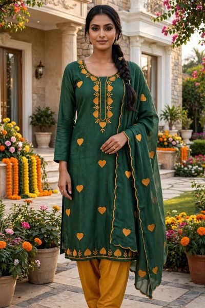 Affordable Green Parampara Silk Multi Work Kurti Pant Dupatta Set Color Set Matching Dress Material Wholesale
