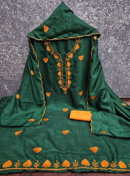 Affordable Green Parampara Silk Multi Work Kurti Pant Dupatta Set Color Set Matching Dress Material Wholesale