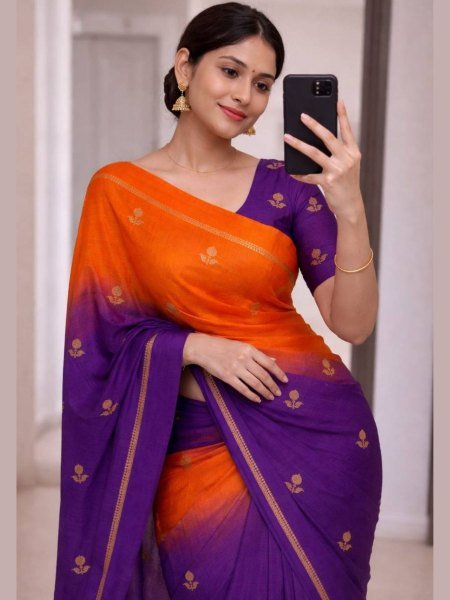Affordable Orange Designer Saree for Resellers and Boutiques Sarees 