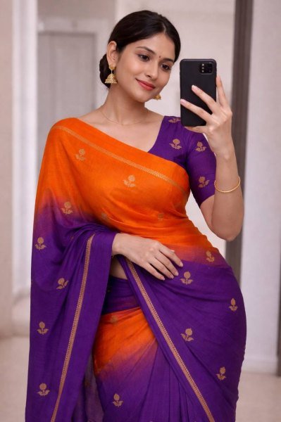 Affordable Orange Designer Saree for Resellers and Boutiques Silk Sarees Wholesale
