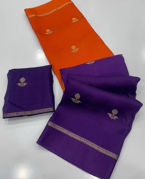 Affordable Orange Designer Saree for Resellers and Boutiques Silk Sarees Wholesale
