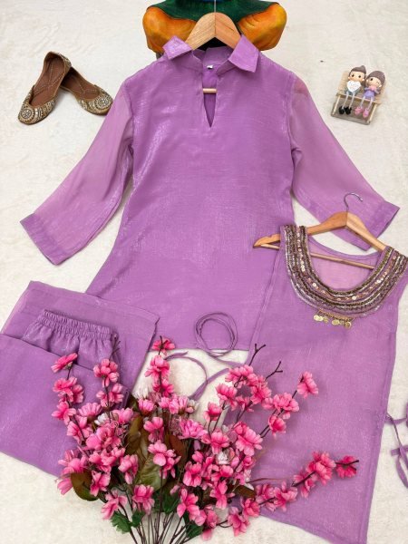 Affordable Purple Cord Set Kurti Set With Designer Koti For Direct Mill Price Ready To Wear Collection