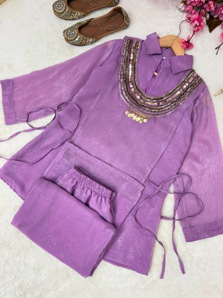 Affordable Purple Cord Set Kurti Set With Designer Koti For Direct Mill Price Ready To Wear Collection