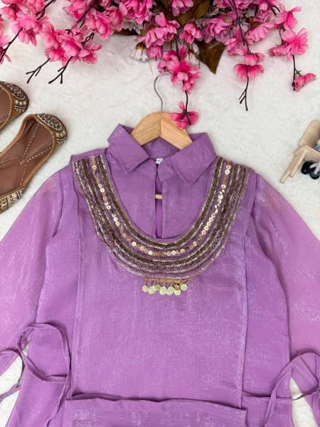 Affordable Purple Cord Set Kurti Set With Designer Koti For Direct Mill Price Ready To Wear Collection