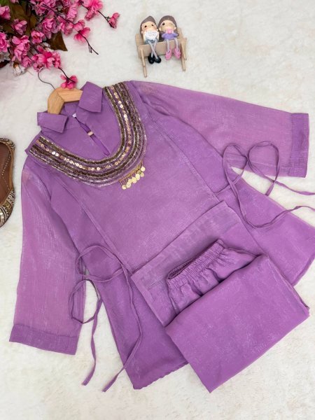 Affordable Purple Cord Set Kurti Set With Designer Koti For Direct Mill Price Ready To Wear Collection