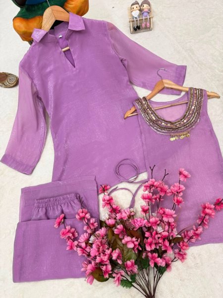 Affordable Purple Cord Set Kurti Set With Designer Koti For Direct Mill Price Ready To Wear Collection