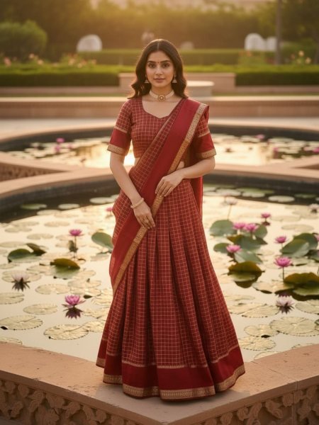 Affordable Red Elegant Lehenga Set with Zari Border for Women Ethnic Collection  Lehenga