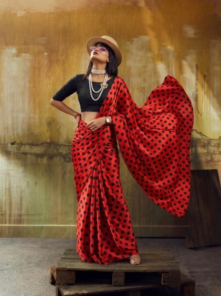 Affordable Red Printed Saree for Resellers and Boutiques Bollywood Fancy Sarees Wholesale