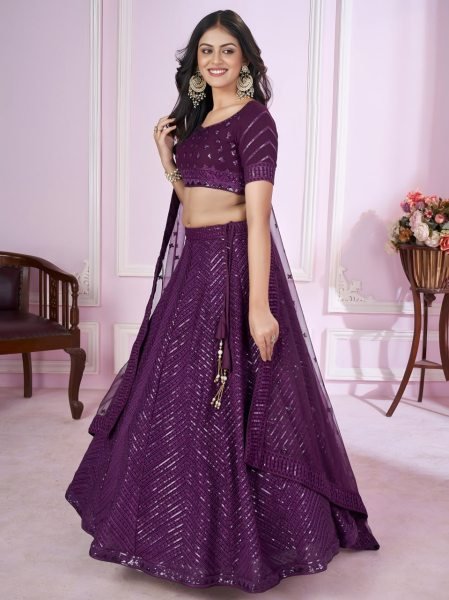 Affordable Royal Purple Designer Lehenga for Resellers and Boutiques Bridal Lehenga Choli