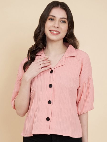 Affordable Summer Fashion Shirt Loose Fit Cotton Blend with Minimalist Stripe Detailing Western Ladies Top Wholesale