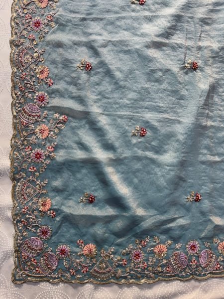 Affordable Teal Blue Soft NxC Moss Chiffon Saree with Mono Banglory Blouse at Wholesale Rate Pure Chiffon Sarees Wholesale