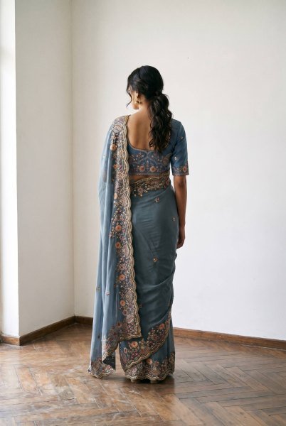 Affordable Teal Blue Soft NxC Moss Chiffon Saree with Mono Banglory Blouse at Wholesale Rate Pure Chiffon Sarees Wholesale