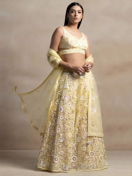 Affordable Yellow Traditional Ethnic Lehenga with Modern Designer Styling Bridal Lehenga Choli