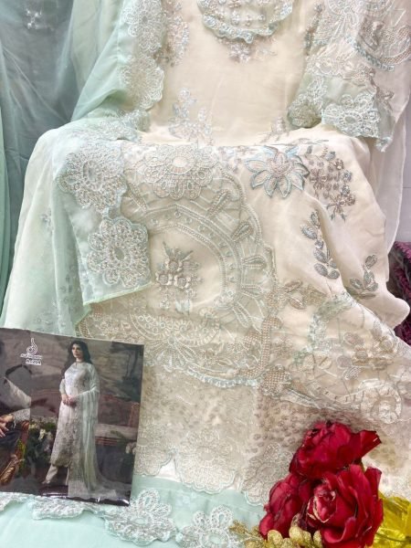 Alif Fashion A 204 Georgette Embroidery Khatli Work Suit Set with Dupatta for Exporters at Wholesale Rate Embroidery Suits Wholesale