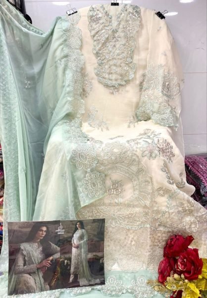 Alif Fashion A 204 Georgette Embroidery Khatli Work Suit Set with Dupatta for Exporters at Wholesale Rate Embroidery Suits Wholesale