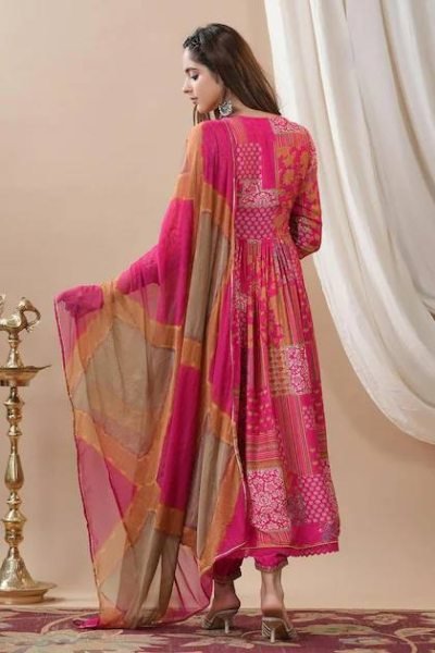 Aliya Cut Special Muslin Party Wear Salwar Kameez with Heavy Zari- Sequence & Afghani Pant 3 Piece Kurti Set